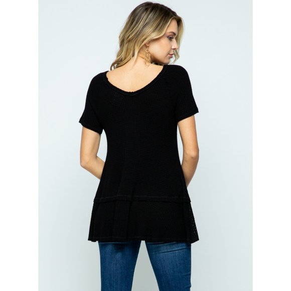 Vocal Waffle Knit Swing Top Sparkle Bling - Picture 5 of 11